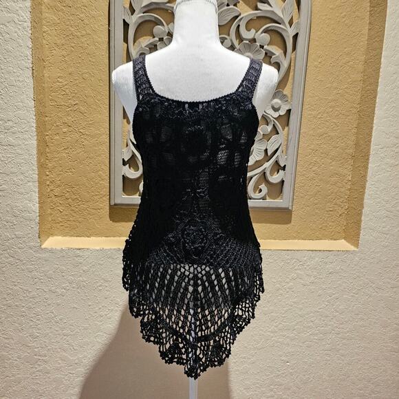 Sacred Trends Y2K Crochet Top S Black Grunge Goth Witchy Romantic Cottagecore - Picture 4 of 10
